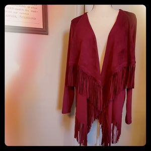 DG2 by Diane Gilman Fringe Waterfall Maroon Jacket